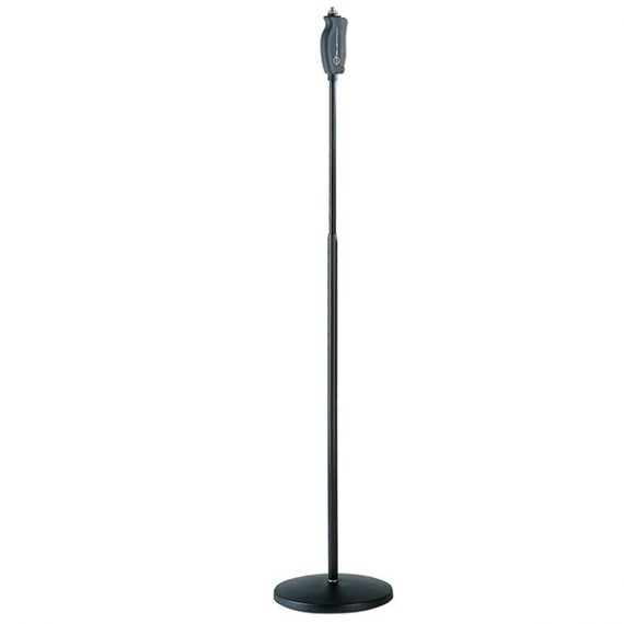 K&M ‘one handed’ Round Base Mic Stand Black – Event Function Hire